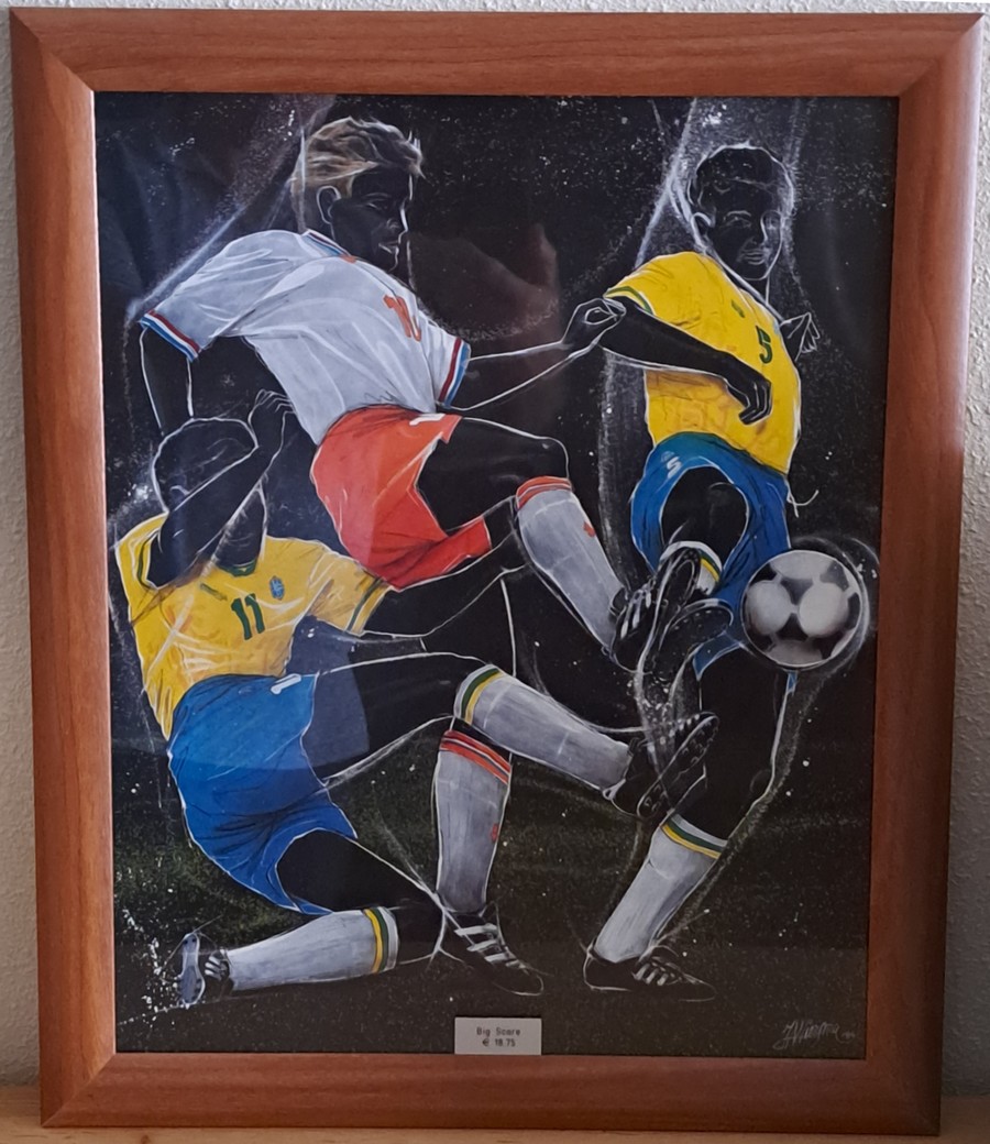 Voetbal poster in MDF lijst POS 08 40 x 50 cm LAATSTE OP=OP!!